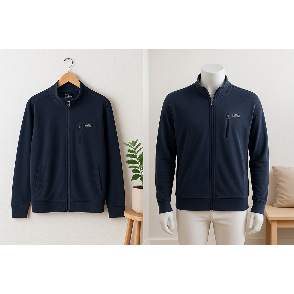 L.L.Bean‎ Mens XXL Full Zip Jacket Navy Traditional Fit Cotton Blend Pocket